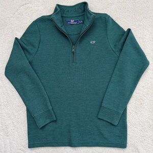 Boys size M Vineyard Vines Saltwater quarter zip in green.
